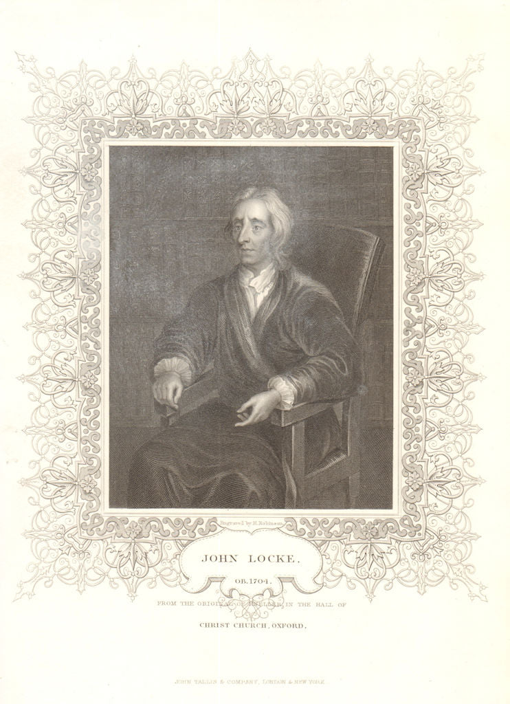 BRITISH HISTORY. John Locke. Philiosophy. TALLIS 1849 old antique print
